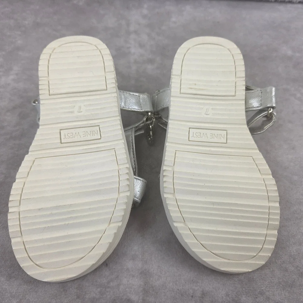 Nine West Toddler Girls Lil Daya Sandals Silver Metallic Strappy NWS4380 7M